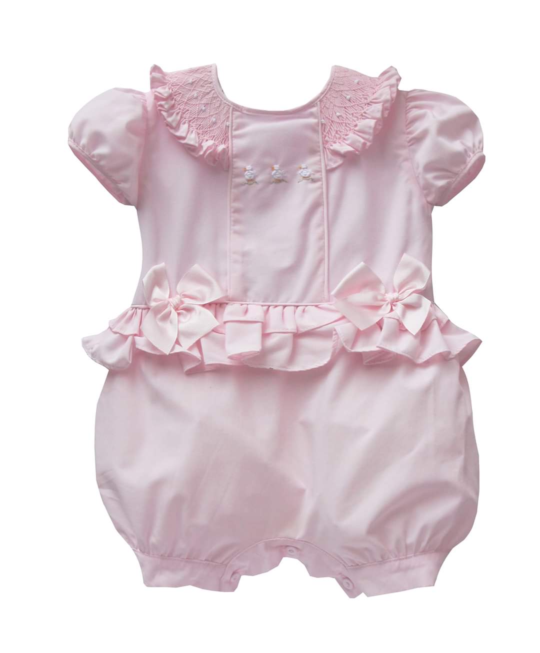 Pretty Originals Little Chick Baby Girls Pink Ruffle Shortie Romper