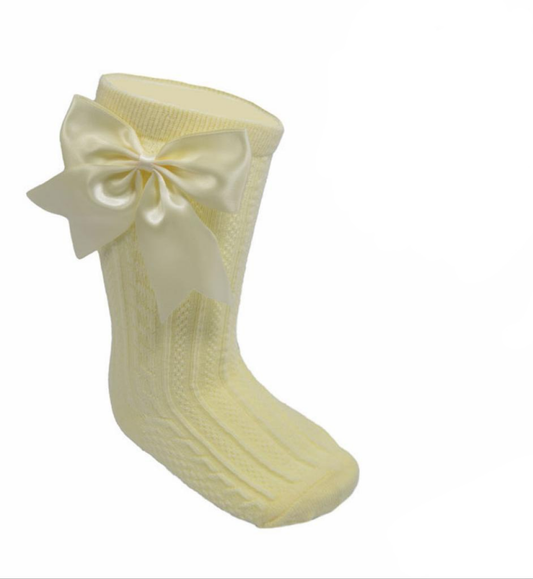 Soft Touch Bow Knee High Sock - Lemon