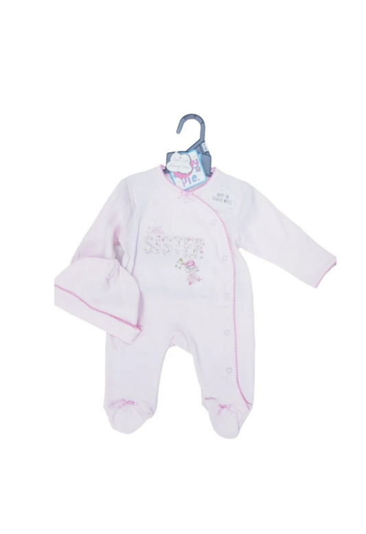 Little Sister sleepsuit with built in scratch mittens