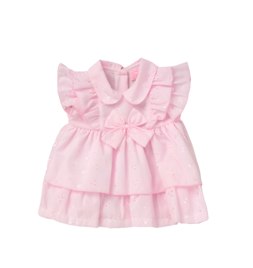 Rock a Bye Baby Pink Broderie Bow Dress