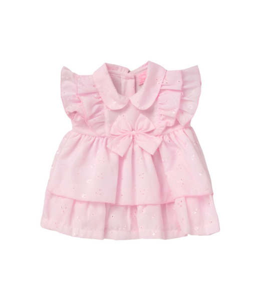 Rock a Bye Baby Pink Broderie Bow Dress