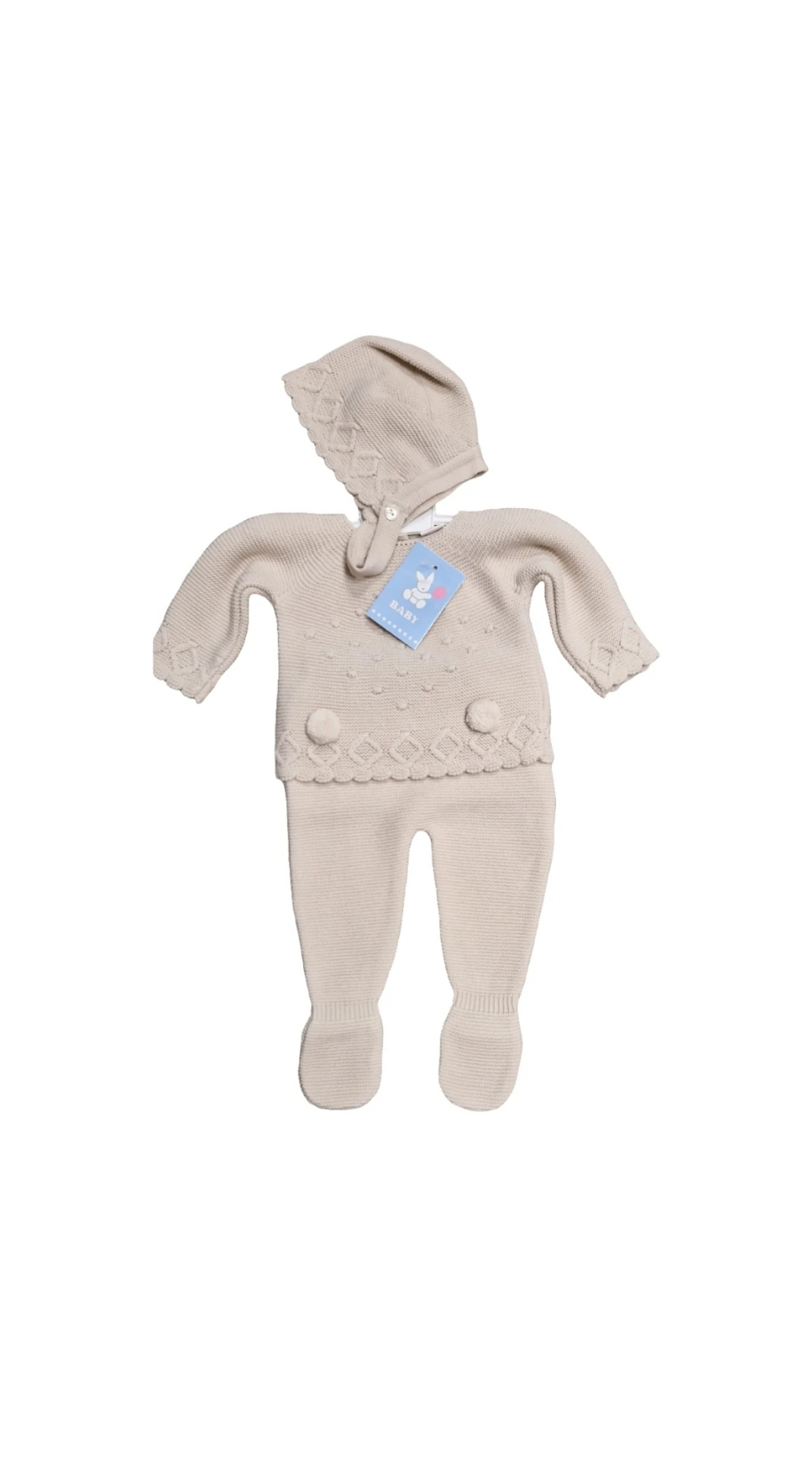Biscuit Pom Three Piece Knitted Set