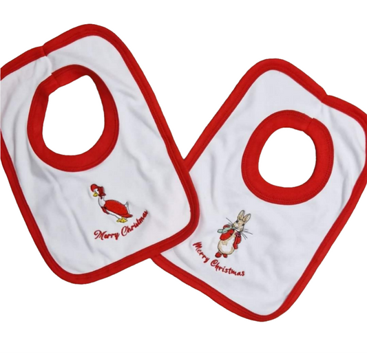 Peter Rabbit and Jemima Puddleduck Christmas Bibs