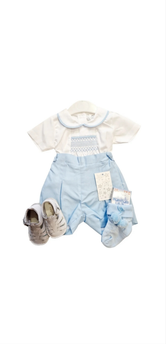 Spanish Blue Smock Short Set