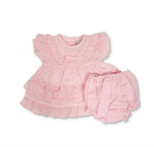 Nursery Time Tiny Broderie Baby Pink Dress