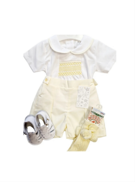 Spanish Blue Boys Smock Short Set