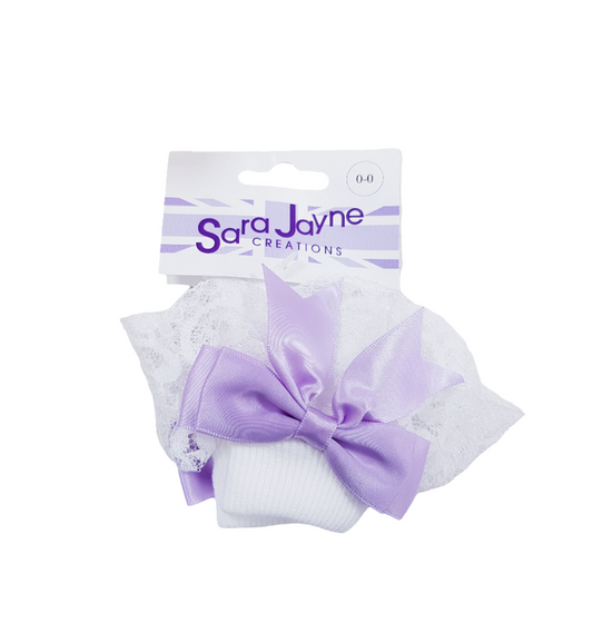 Sara Jayne Lilac Bow and Lace Sock