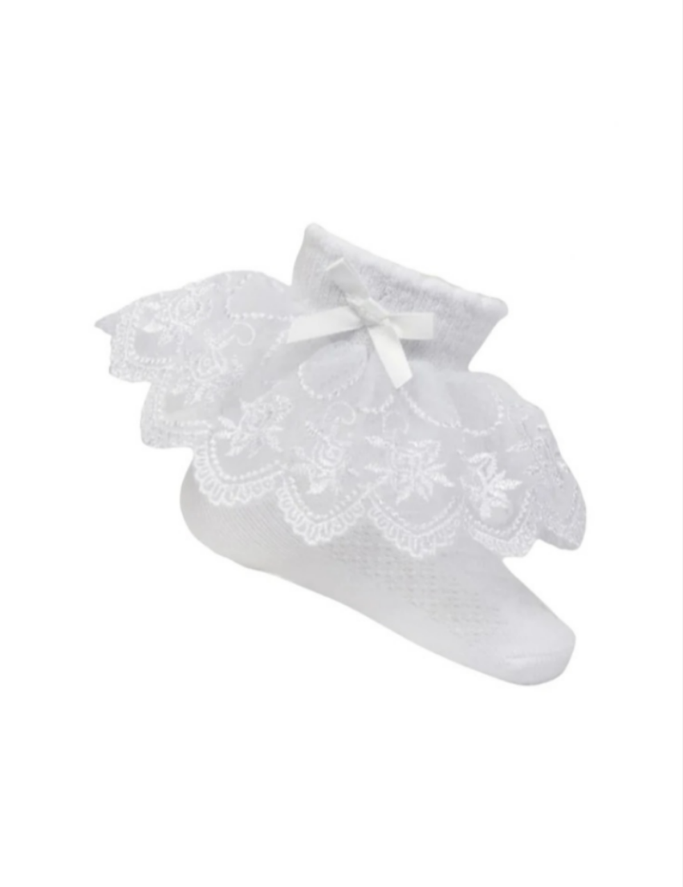 Soft Touch White Lace Floral Sock