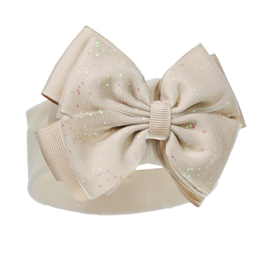 Soft Touch Glitter Bow Headband - Coffee