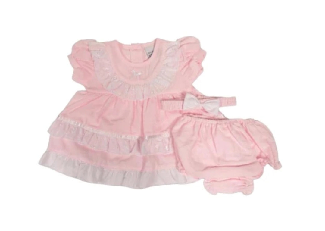 Nursery Time Pink and White Baby Dress