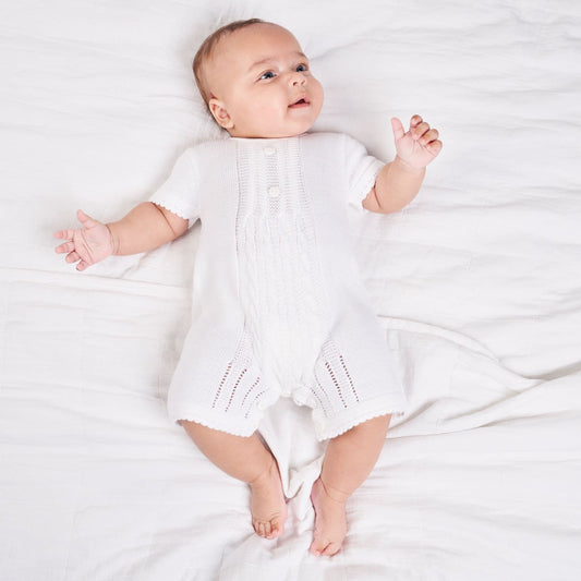 Dandelion White  knitted Romper