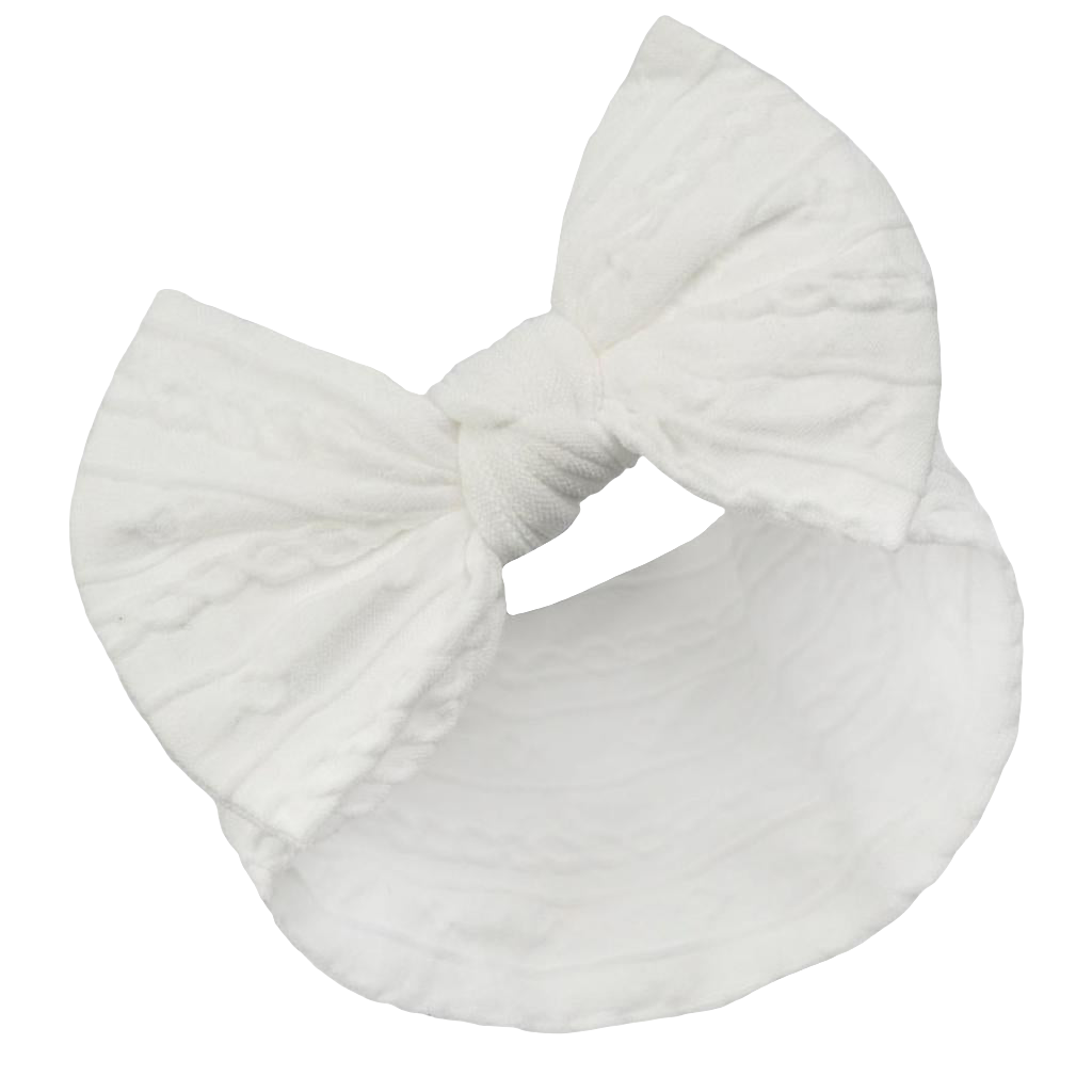 Soft Touch Cable Headband With Bow - White