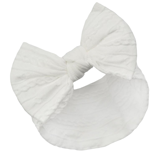 Soft Touch Cable Headband With Bow - White