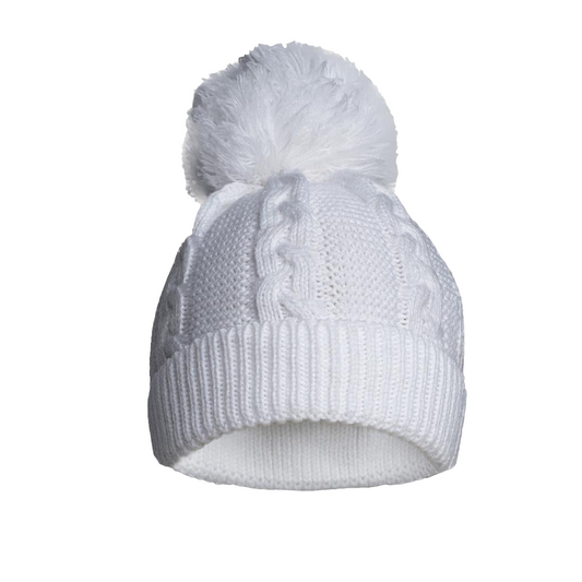 Soft Touch Knitted White Cable Hat