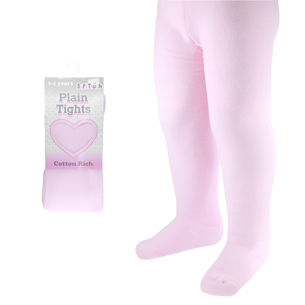 Soft Touch Plain Pink Cotton Rich Tights