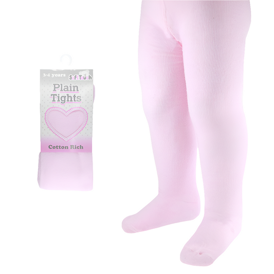 Soft Touch Plain Pink Cotton Rich Tights