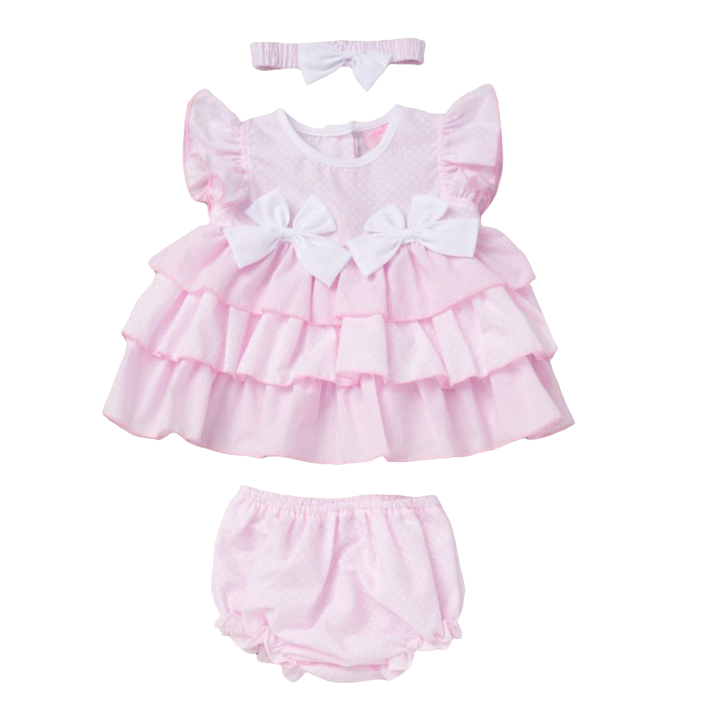 Rock a Bye Baby Girls Pink and White Polka Dot Dress
