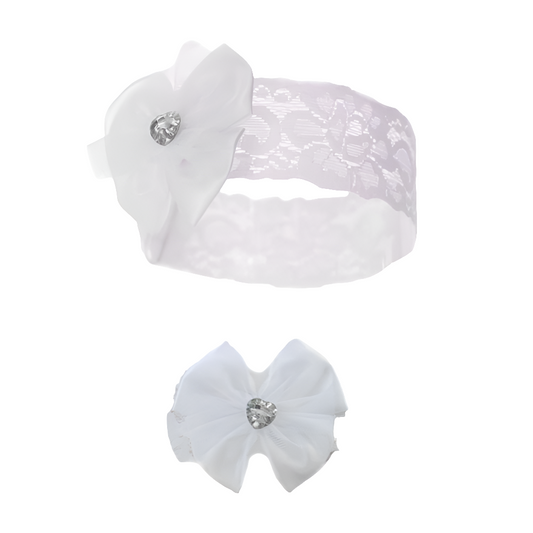 Soft Touch White Diamante Bow Headband