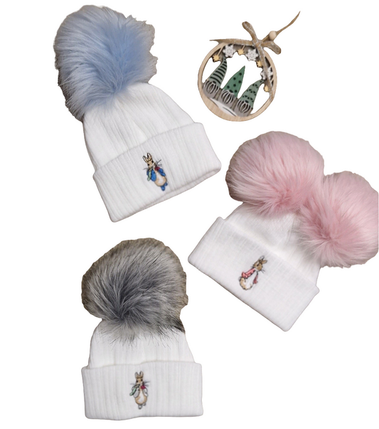 Peter Rabbit One Grey Pom knitted Hat