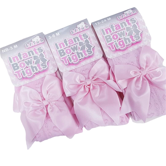 Soft Touch Pink Heart Tights with Large Bow