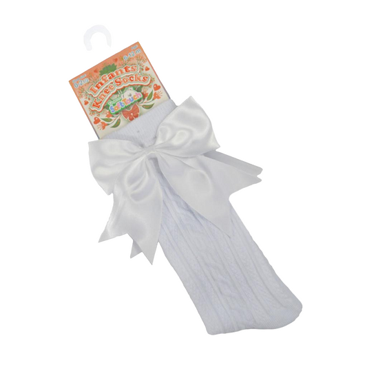 Soft Touch Bow Knee High Sock - White
