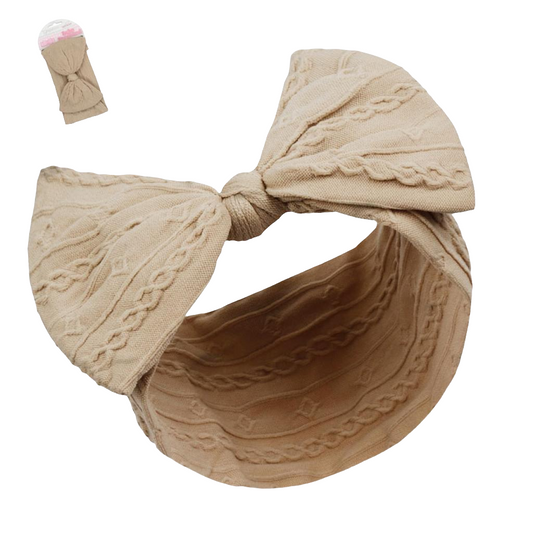Soft Touch Cable Headband With Bow - Camel