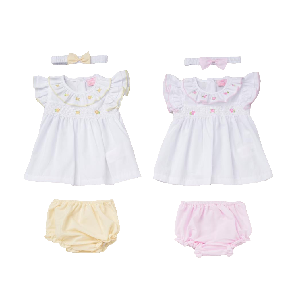 Nursery Time Smock Flower Set with Matching Headband