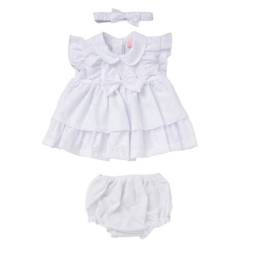Rock a Bye Baby Girl White Broderie Anglaise Dress