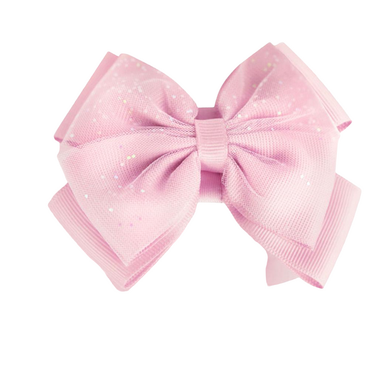 Soft Touch Glitter Bow Headband - Pink