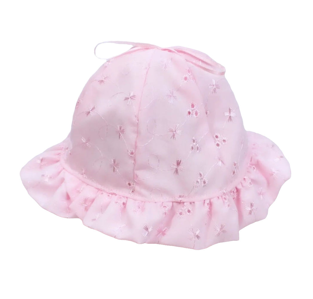 Summer Broderie Anglaise Pink Sun Hat