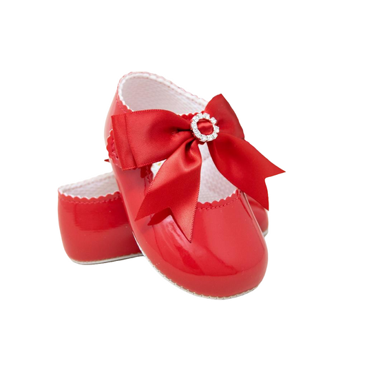 Baypods Red Diamante Bow Pram Shoe