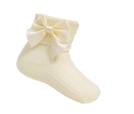 Soft Touch Lemon Yellow Ribbed With Bow Sock