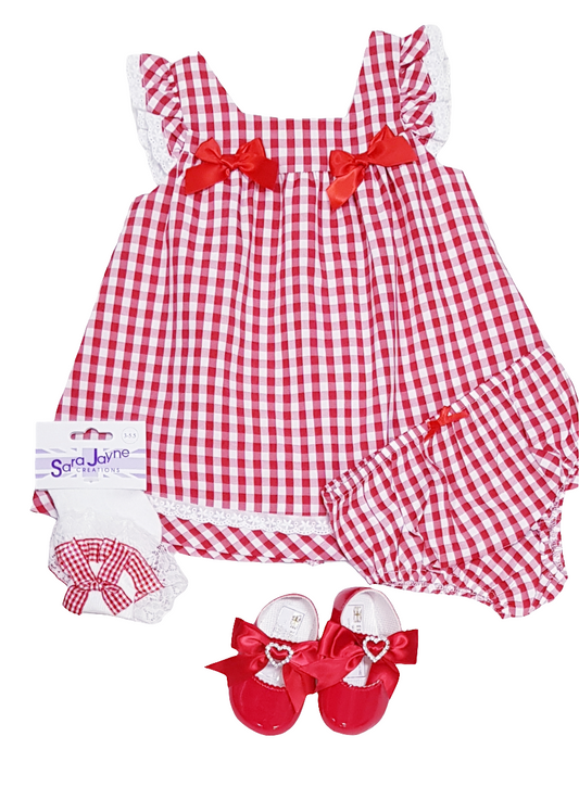 Baby Girls Red Gingham Dress Set