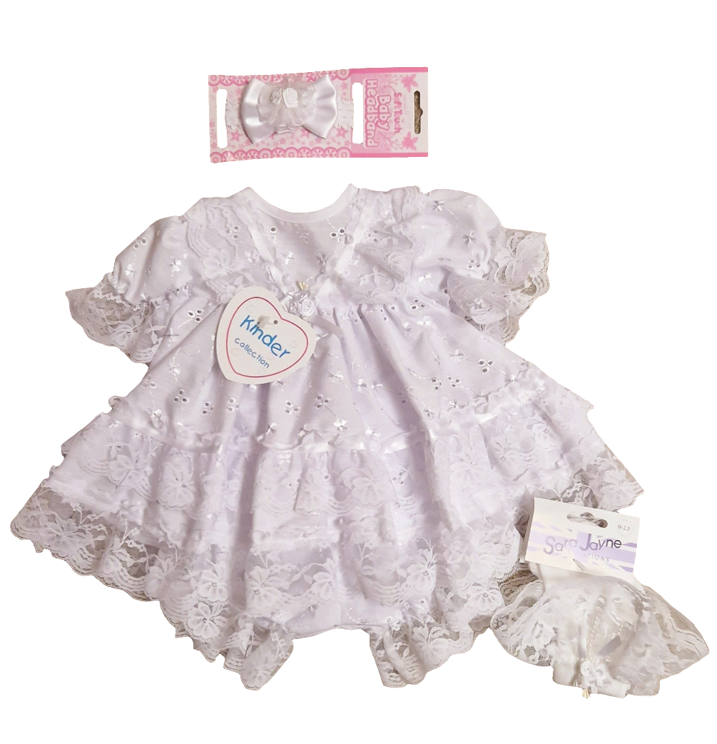 Kinder Frilly White Dress