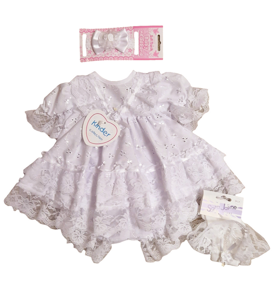 Kinder Frilly White Dress