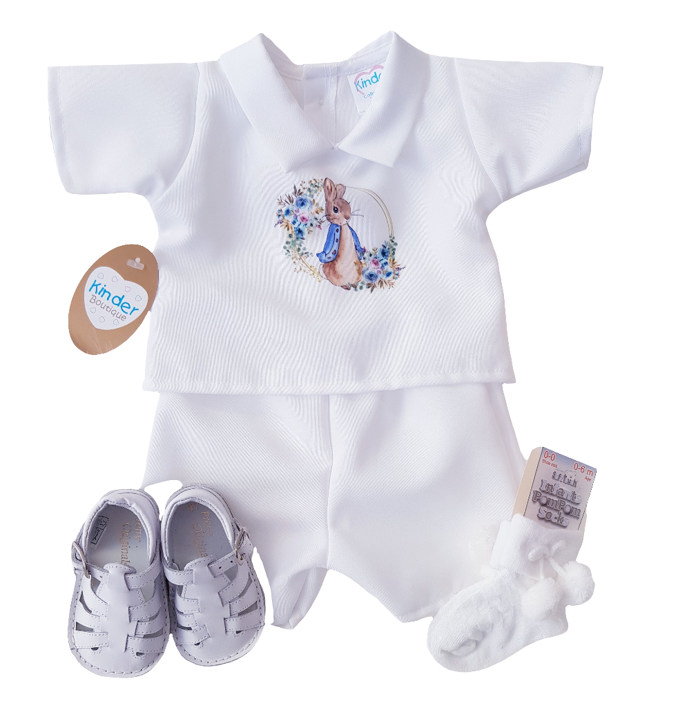 Kinder Peter Rabbit White Short Set (shoes and socks not included)