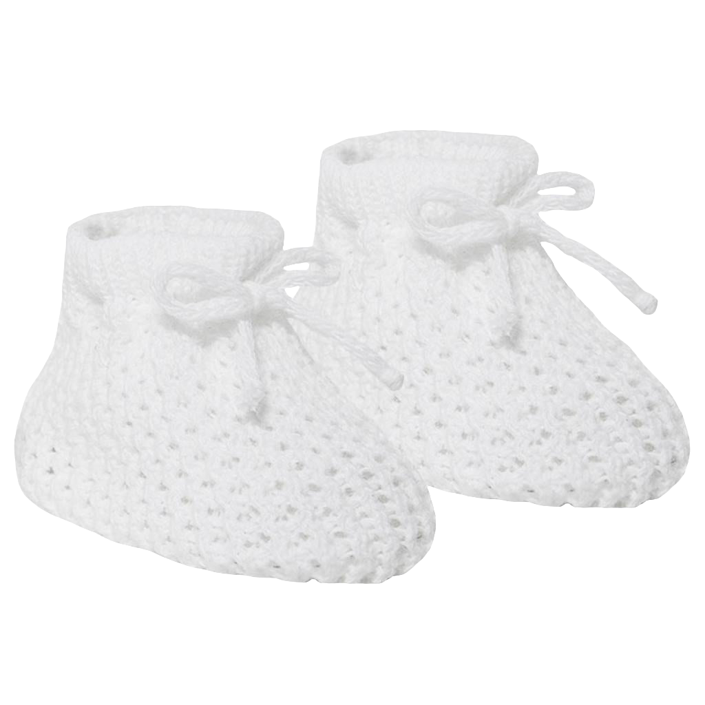 Soft Touch White Knitted Baby Booties