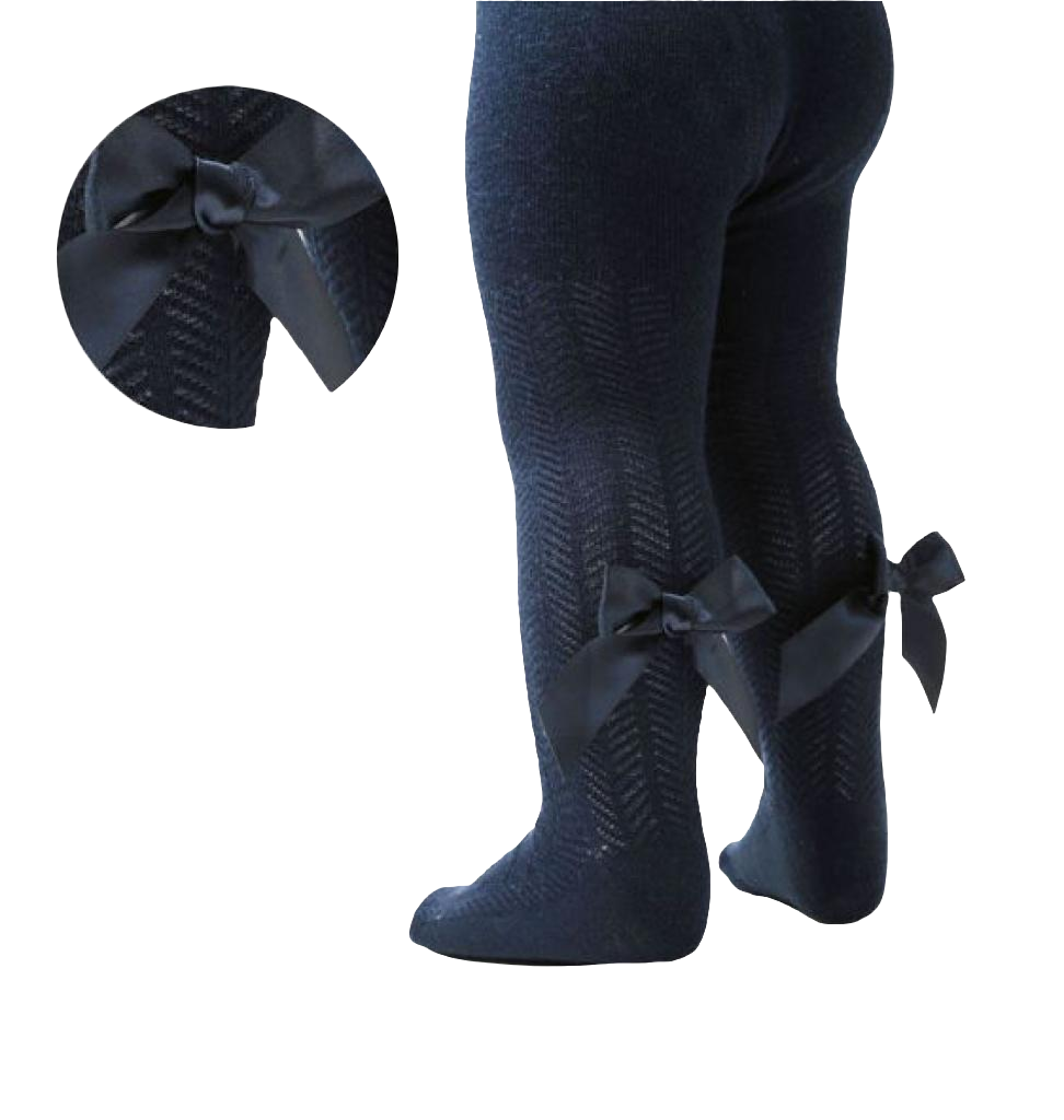 Soft Touch Chevron Tights with long Bow -Navy