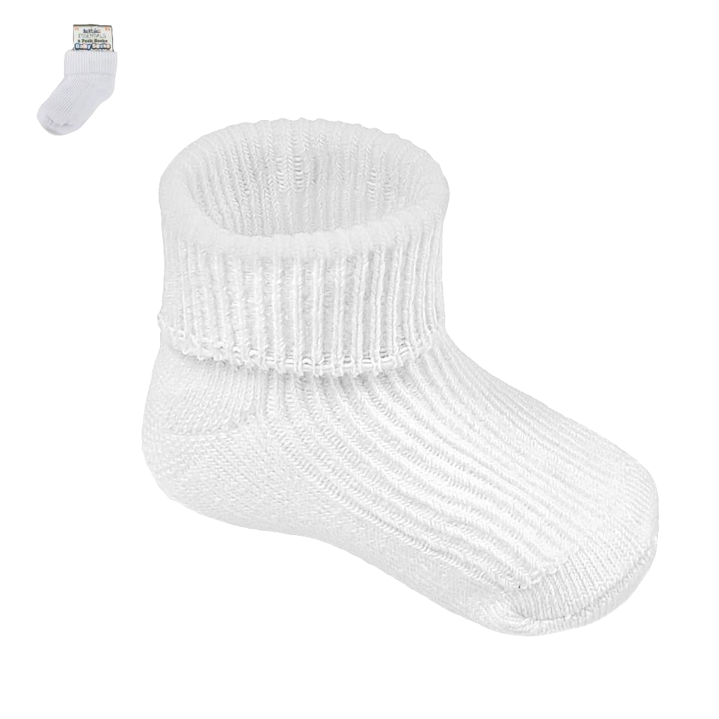 Two Pair Set Newborn Socks - White