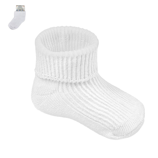 Two Pair Set Newborn Socks - White