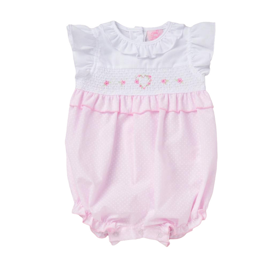 Rock a Bye Boutique Smocked Polka Dot "Flowers" Romper