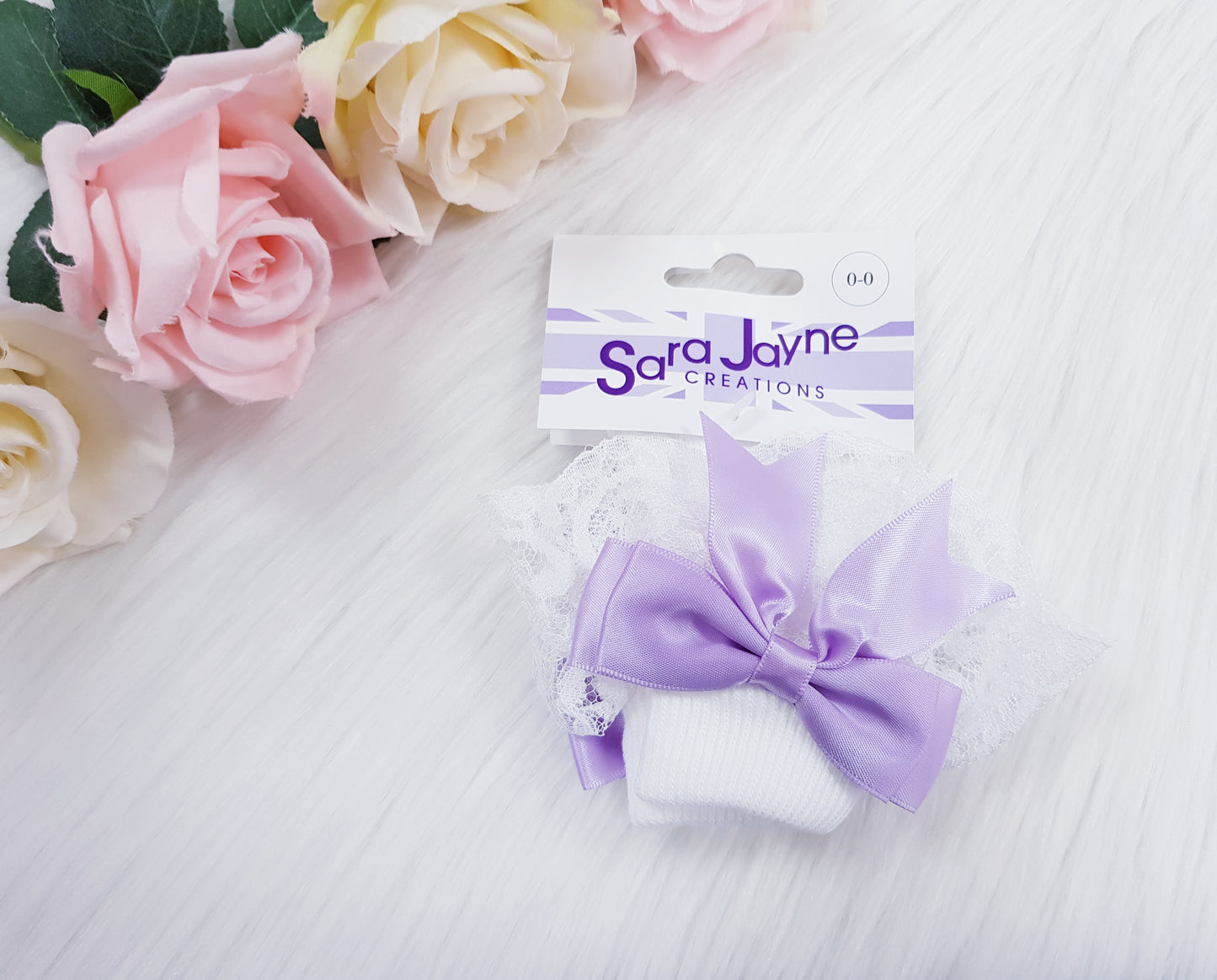 Sara Jayne Lilac Bow and Lace Sock