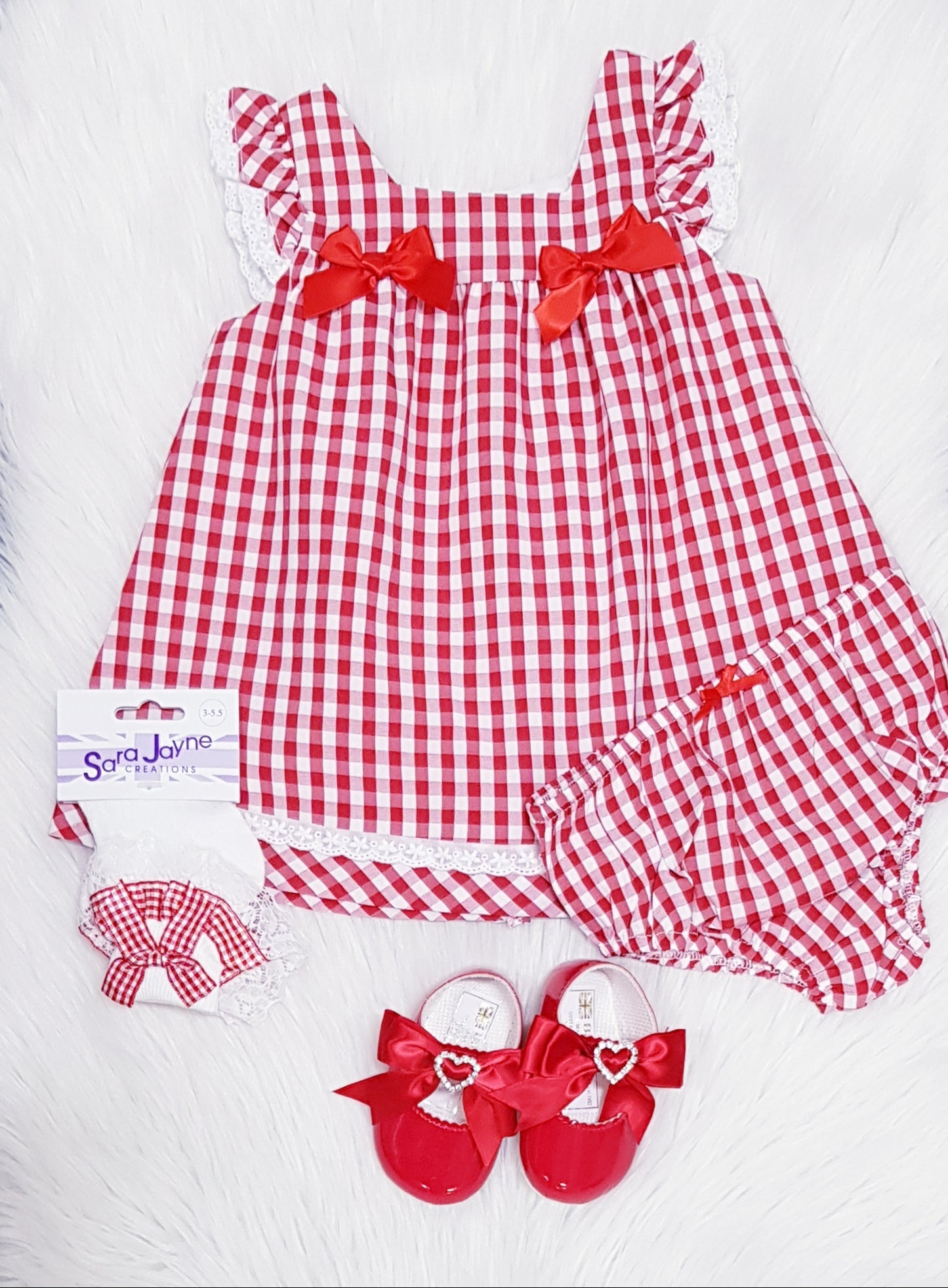 Baby Girls Red Gingham Dress Set