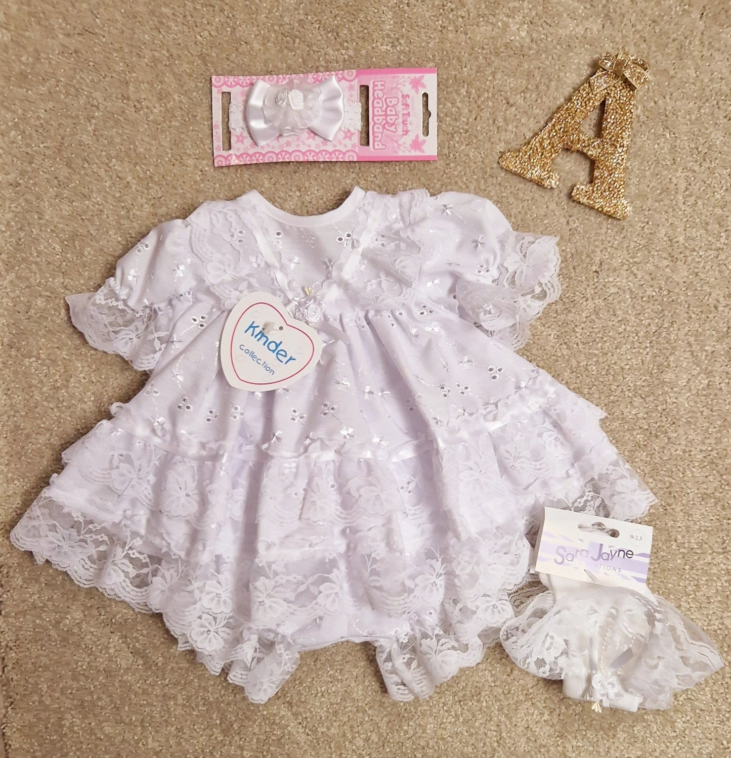 Kinder Frilly White Dress