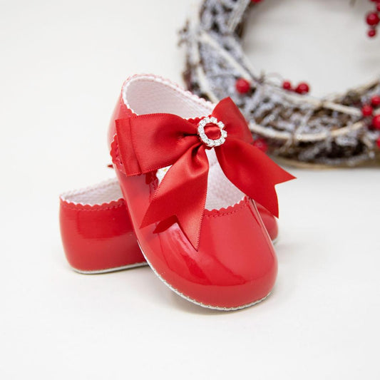 Baypods Red Diamante Bow Pram Shoe