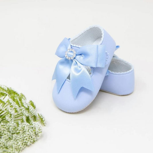 Baypods Blue Diamante Bow Pram Shoe