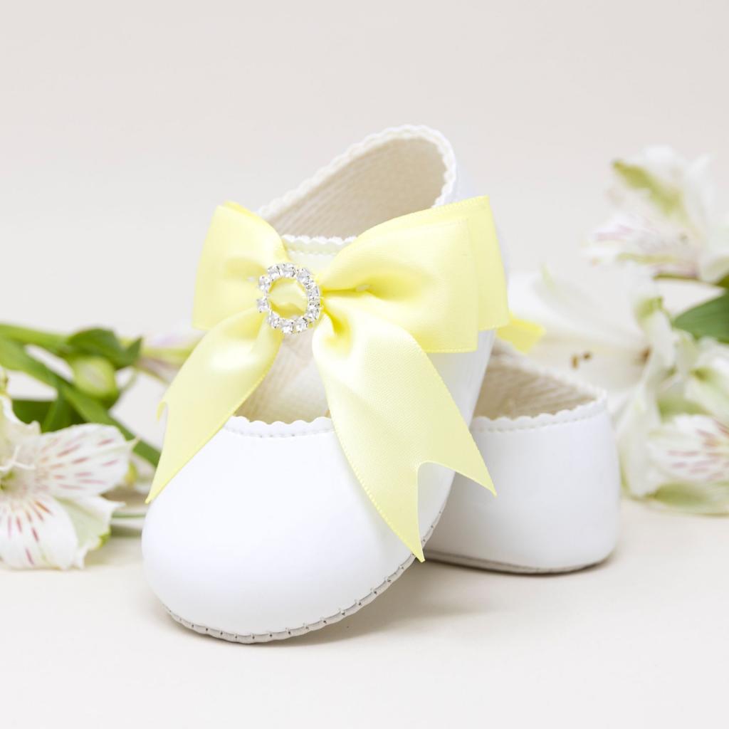 Baypods Yellow Bow Diamante Pram Shoe