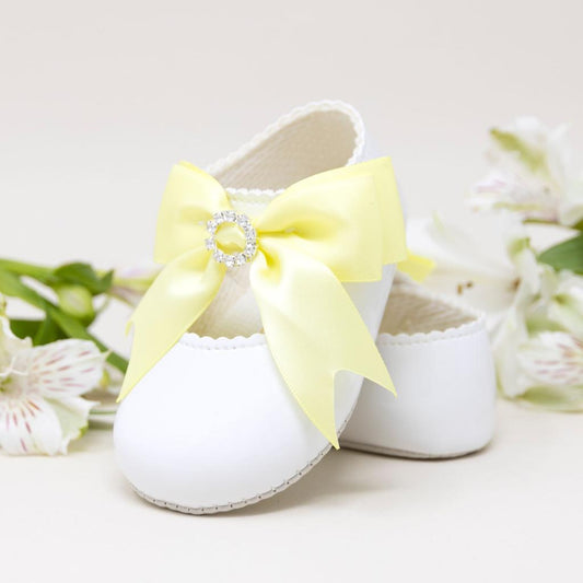 Baypods Yellow Bow Diamante Pram Shoe