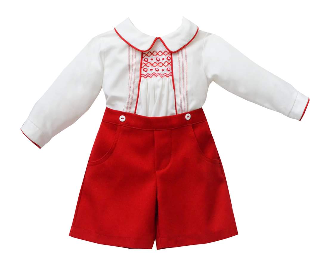 Pretty Originals Red Smock Short Set