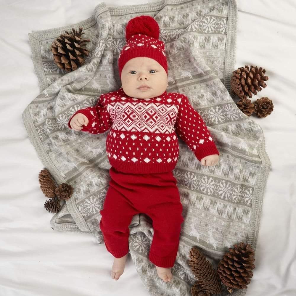 Dandelion Red knitted Set with Matching Hat